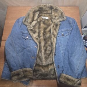 Marvin Richards Blue Denim Jacket with Brown Faux Fur